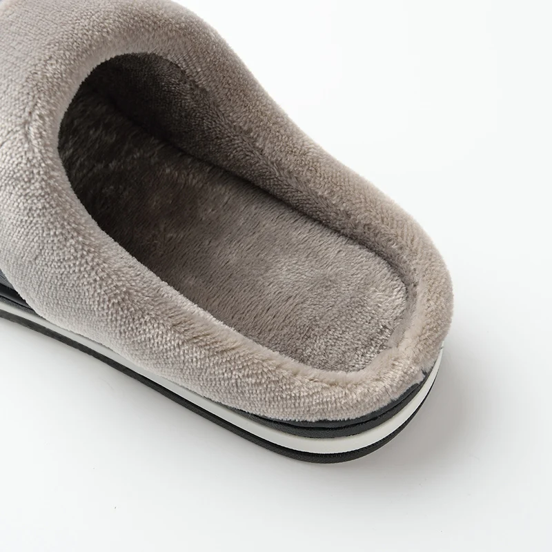 Heren Thuis Winter Indoor Slippers Warme Schoenen Dikke Bodem Pluche Waterdicht Lederen Huis Man Slippers Katoen Platte Paar Schoenen