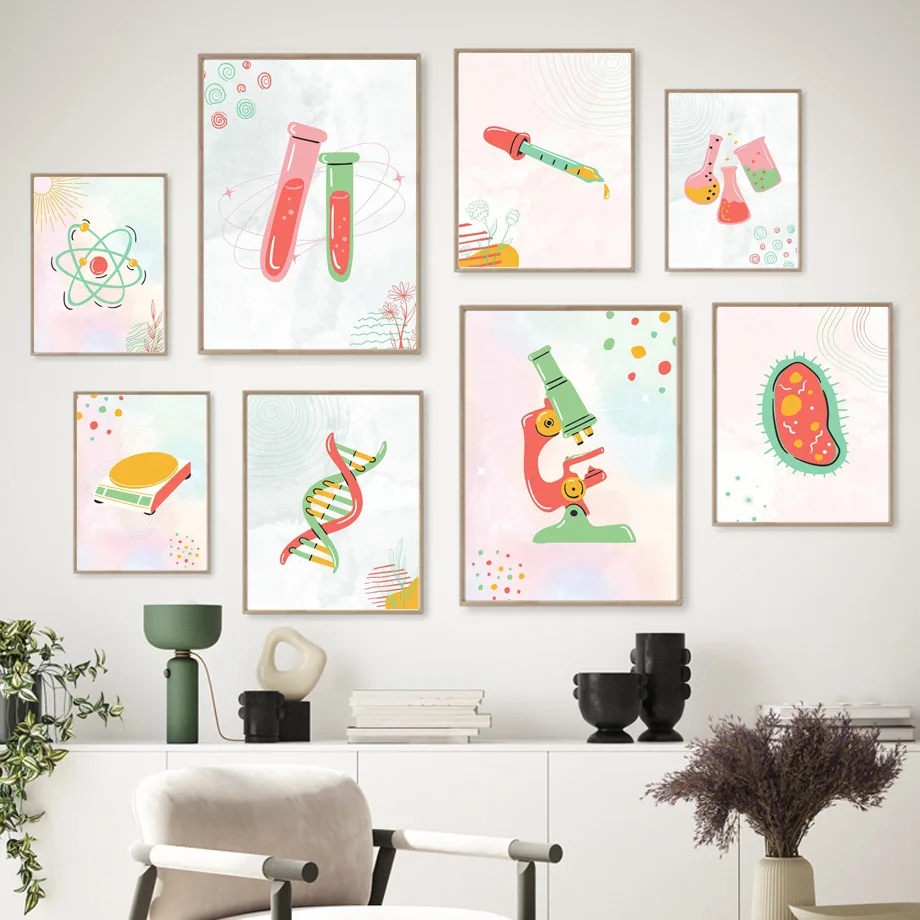 Science Biological Cell Microscope DNA Nursery Posters Minimalist Print Canvas Painting Wall Art for Living Room Home Decor