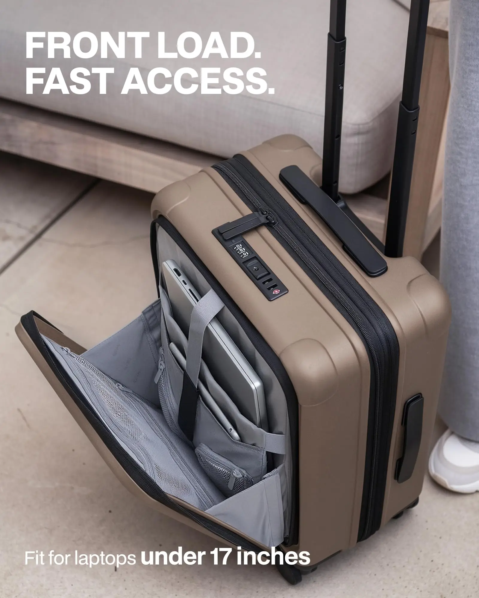 Expandable Luggage with TSA Lock 2 Piece Set Apricot