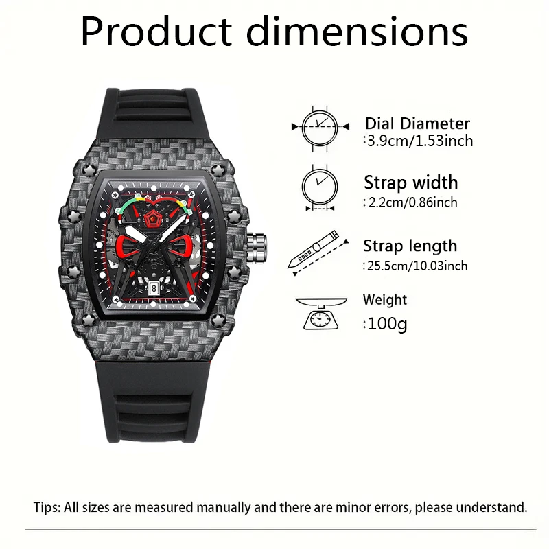 Men's Sporty Fashion Quartz Watch, Exquisite Design, Trendy and Fashionable, Luminous Display, Barrel-Shaped Silicone Men's Watch, Electronic Quartz Movement, Ideal Gift for Men on Valentine's Day, Easter, Birthdays, Christmas, or for Giving to Friends - Suitable for Business or Casual Occasions