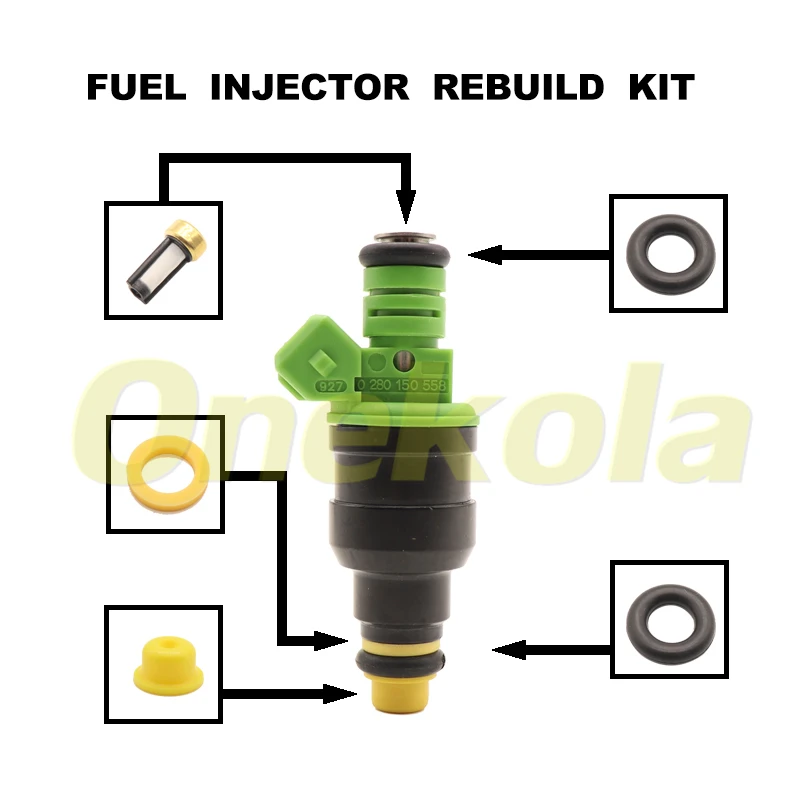 

Fuel Injector Service Repair Kit Filters Orings Seals Grommets for 0280150558 for GM LT1 LS1 LS6 Ford Mustang SOHC DOHC