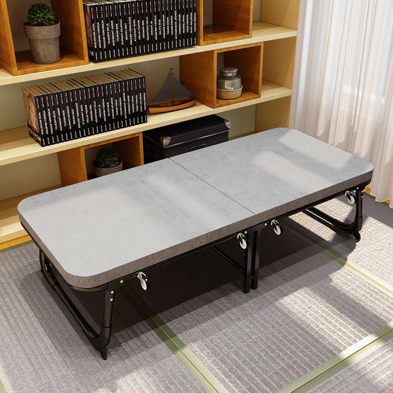 

Folding Bed Single Lunch Break Bed Small Apartment Two-fold Bed Portable With Pulley Escort Bed Camp Bed Office Nap Bed