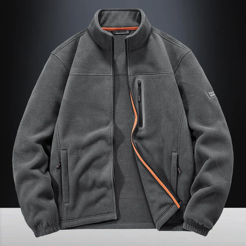 Men's parka outdoor casual stand-up collar fleece jacket new style for spring and autumn warm with multiple pockets High quality