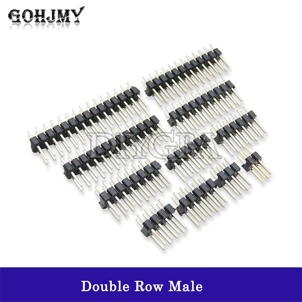 2.54mm Double Row Male 2~40P Breakaway PCB Board Pin Header Connector Strip Pinheader 2 * 2/3/4/6/8/10/12/15/20/40P For Arduino