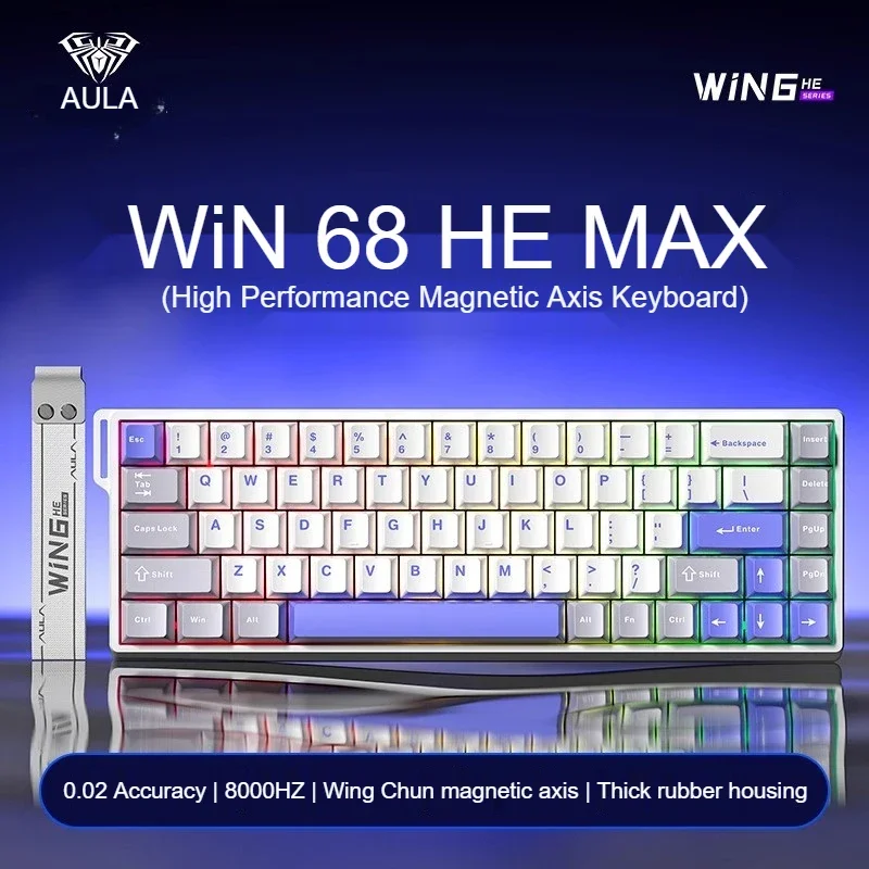 

Aula New Win 60/68He Magnetic Switch 8k Keyboard Rapid Trigger Wired Custom Rgb Hot Swap Rt Esports Gamer Mechanical Keyboard