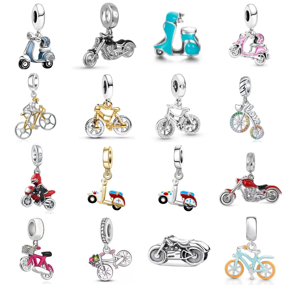 

Лидер продаж, новинка 925, серебристый, черный мотоциклетный кулон, подвеска для велосипеда, подходит для оригинального браслета, женские ювелирные изделия «сделай сам», модный подарок