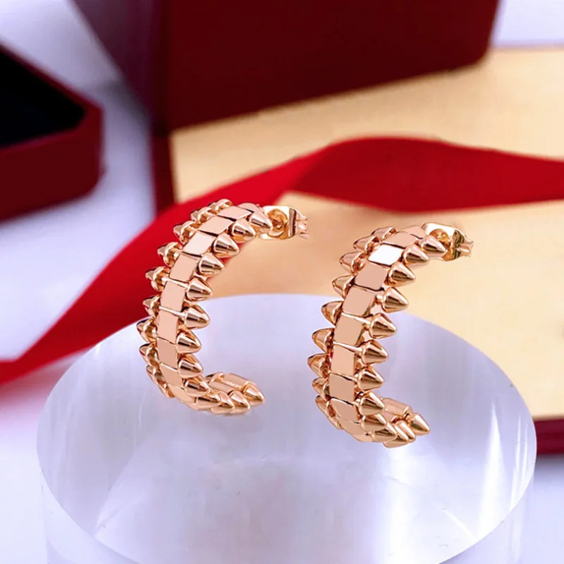 Bobokiki Jewelry Fashion Rotatable Rivet Titanium Steel Silver Needle Luxury Palace Retro Earrings.