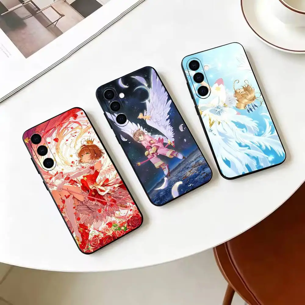 Anime Card C-Captor Anime S-Sakura Soft Silicone phone Case for Samsung Galaxy A73//A72/A70/A53/A52/A51 - Black