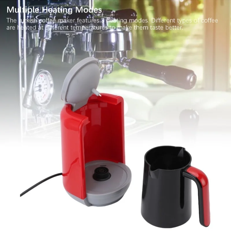5 Cup Turkish Coffee Maker 3 Heating Modes LCD Display Flip Top Temp Control EU Plug For Home