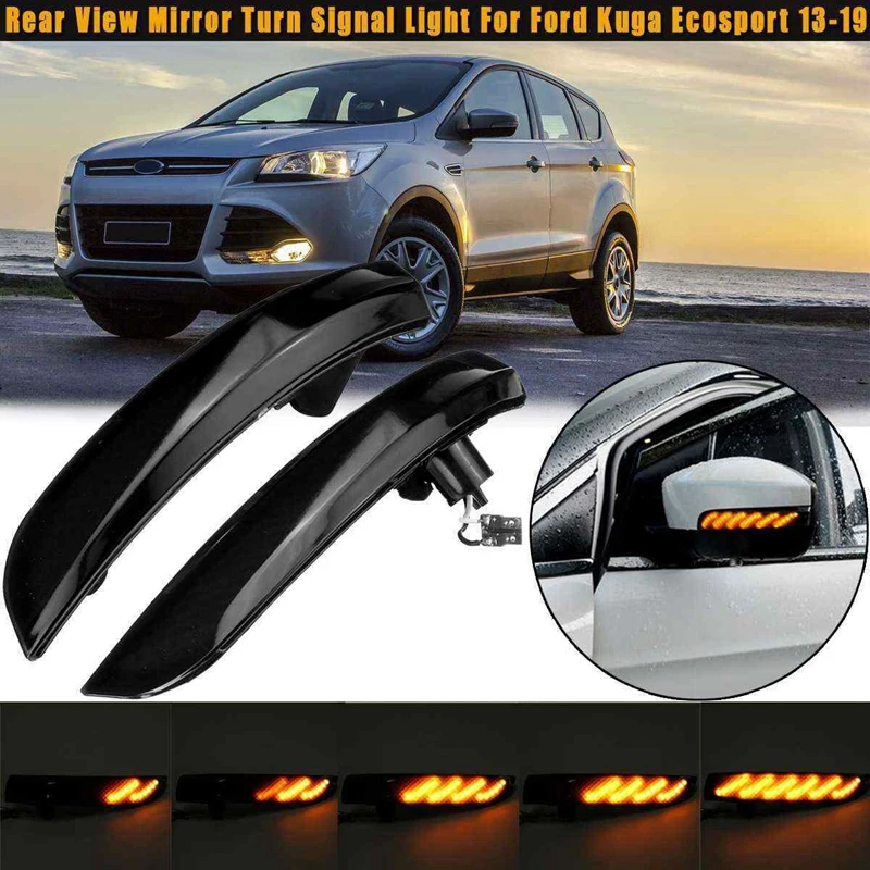 Lampu sinyal belok dinamis sekuensial cermin samping LED, untuk Ford Focus Mk3 2012 2018 Ecosport Kuga / Escape 2013-2019