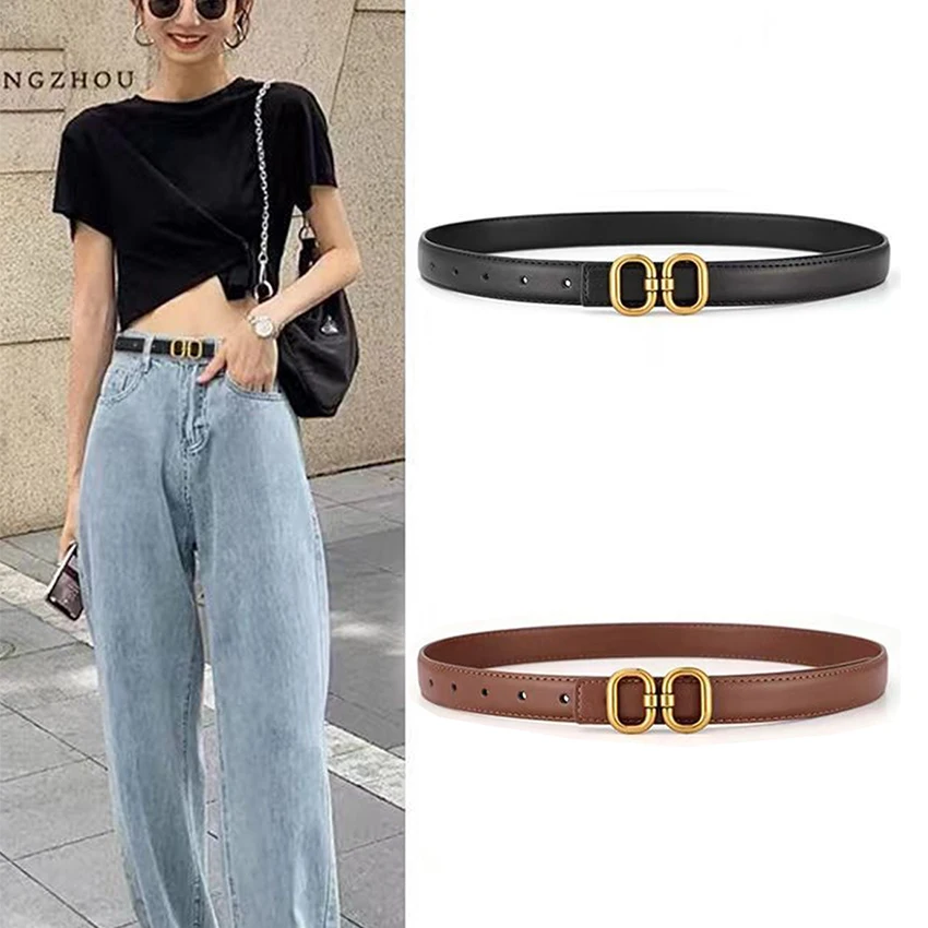 

1 шт. модный женский металлический ремень с двойным кольцом, повседневный простой костюм, джинсовое платье, декоративный ремень, подходит для универсального женщин.