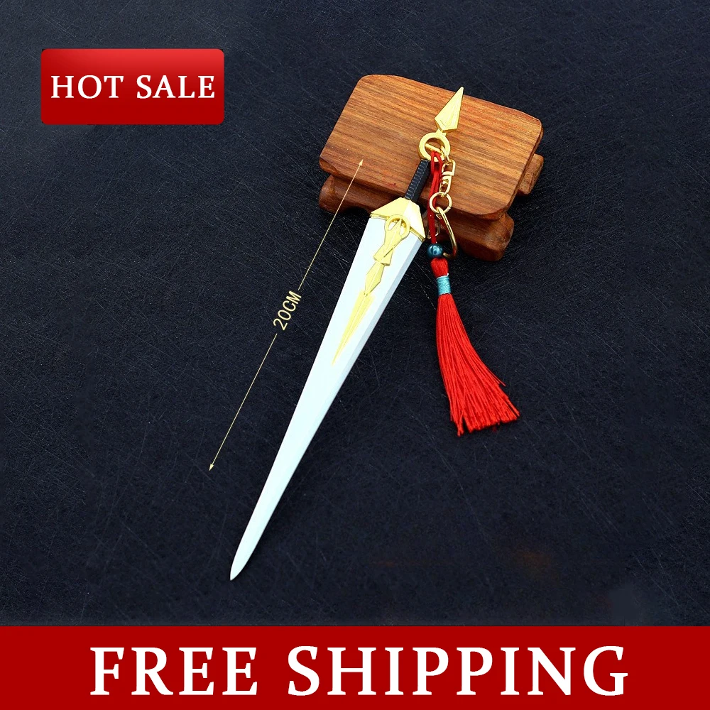 22Cm Anime Douro Vasteland Zeven Zwaard Randapparatuur Metaal Materiaal Wapen Model Katana Speelgoed Zwaard Samurai Zwaard Cosplay Prop Gift