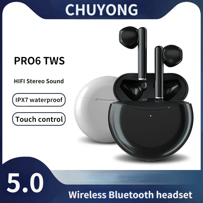 NEW Pro 6 TWS Wireless Headphones with Mic Fone Bluetooth Earphones Sport Running Earpieces for Apple iPhone Xiaomi Pro6 Earbuds