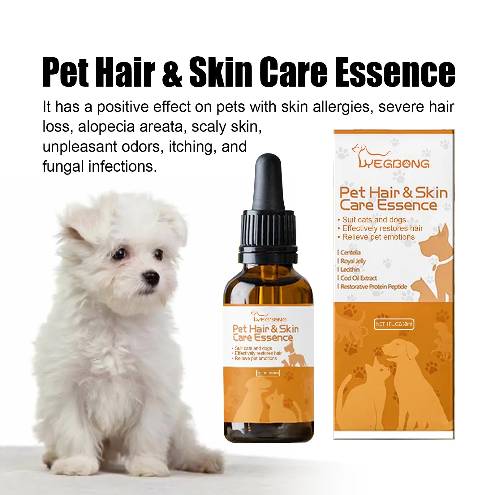 Pet Skin Care Liquid Coat Moisturizing Conditioner Fur Nourishing Skin Repair Promote Hair Growth Anti Itch Dog Hair Care Serum