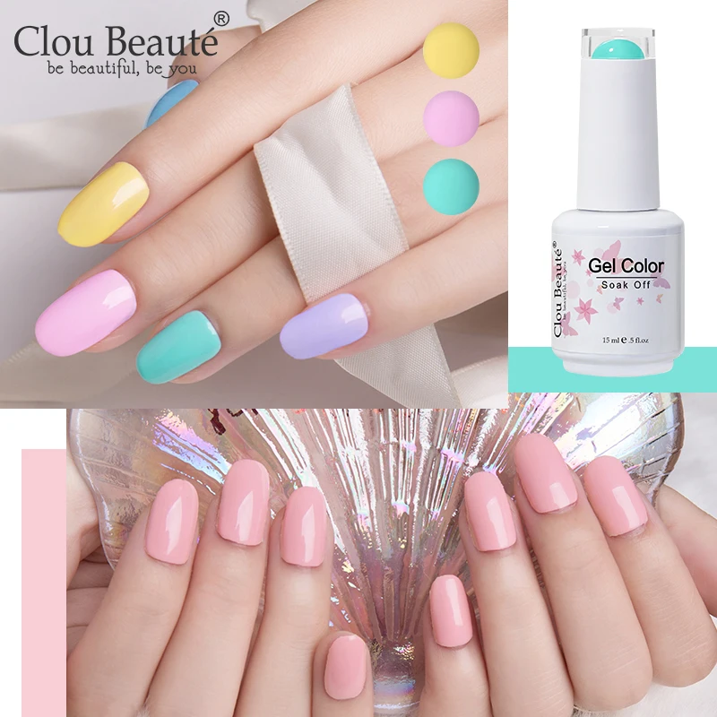 Clou Beaute Green Blue Grey Series Nail Polish Paint Manicure Gel Semi Permanent Art Gellack Organic UVLED Nail Gel Varnish 15ml