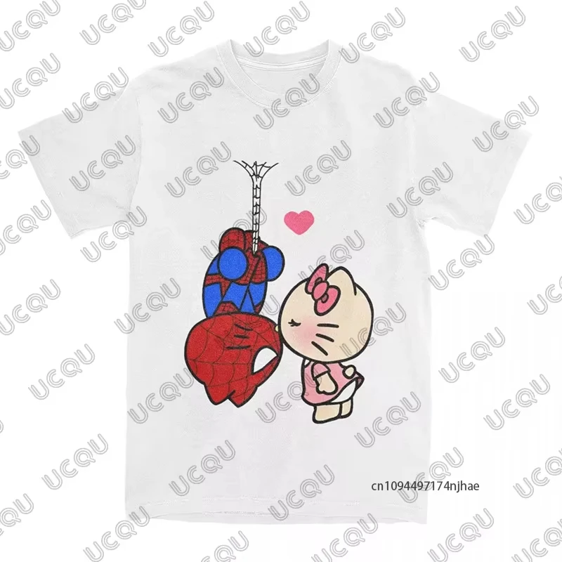 الأطفال رياضية الرجل العنكبوت وهالو كيتي طباعة تي شيرت منامة فستان أطفال مع سروال داخلي زوجين دعوى عادية الاطفال/الكبار الملابس 2 قطعة وتتسابق