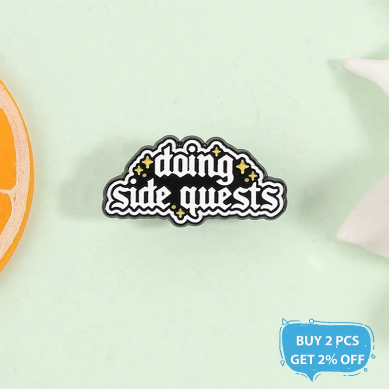 Doing Side Quests Enamel Pin Funny RPG Game Gamer Humor Quotes Brooch Lapel Badge Fashion Jewelry Accessories Gift for Friends ﻿