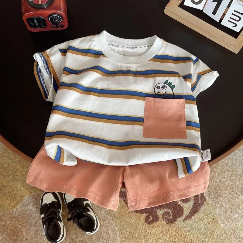 

New Summer Baby Girls Clothes Set Children Boys Striped T-Shirt Shorts 2Pcs/Set Toddler Costume Infant Clothing Kids Tracksuits