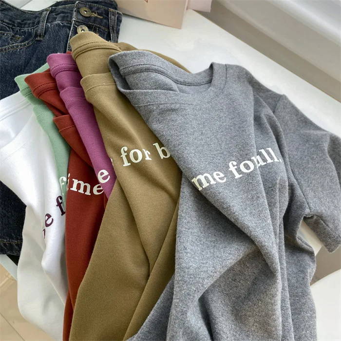 Women Summer O-Neck Short Sleeve White T Shirts Tops Letter Print For Women Cotton T Shirts Tees