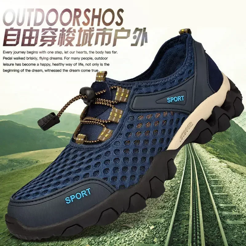 Men's Breathable Trekking Shoes With Adjustable Buckle Comfy Non Slip Durable Sneakers For Men's Outdoor Activities