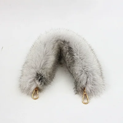 35cm Replacement Bag Strap Genuine Real Fox Fur Handbag Shoulder Straps Handle For Women Purse Belts Winter Accessories R5