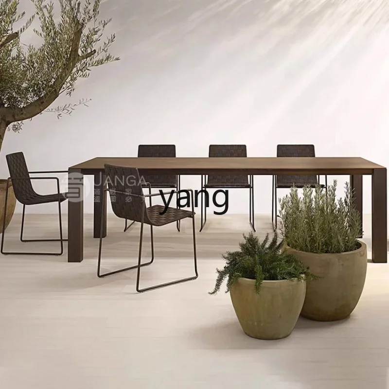 

Lmm outdoor leisure table and chairs courtyard balcony waterproof rattan chair rock slab dining table