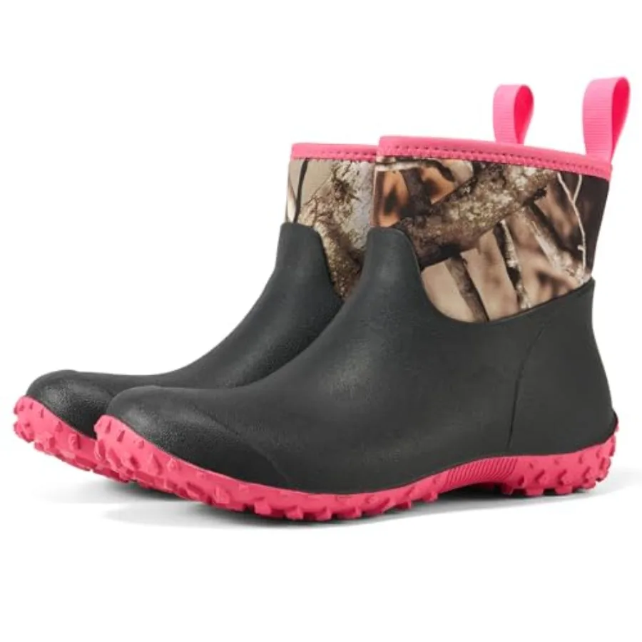 

HISEA Women's Rubber Boots Waterproof, Ankle Rain Boots Insulated Neoprene Mud Boots, Anti-Slip Outdoor Work Shoes for Hunting