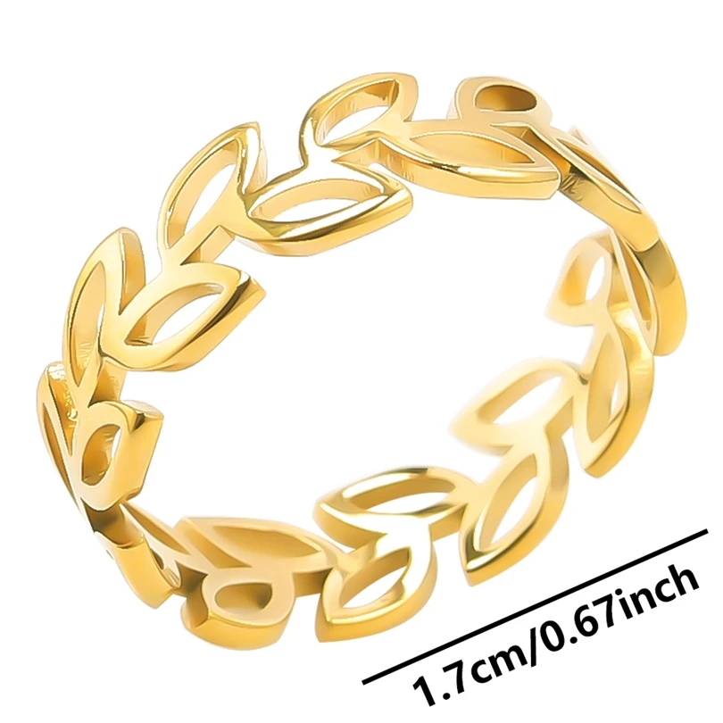 Plant Olive Branch Open Leaf Rings For Women Men Accessories Adjustable Jewelry Stainless Steel Finger Ring Classic Anillos Gift