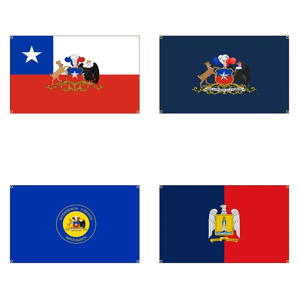 FLAGDOM 90X150cm Chilean Local Characteristic Ethnic Flag Printed Banner For Decor (Chile Flag)