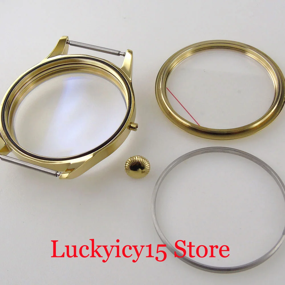 New Top Quality Polish Gold Stainless Steel 44mm Watch Case Fit for ETA 6497 6498 ST3600 Hand Winding Movement images - 6