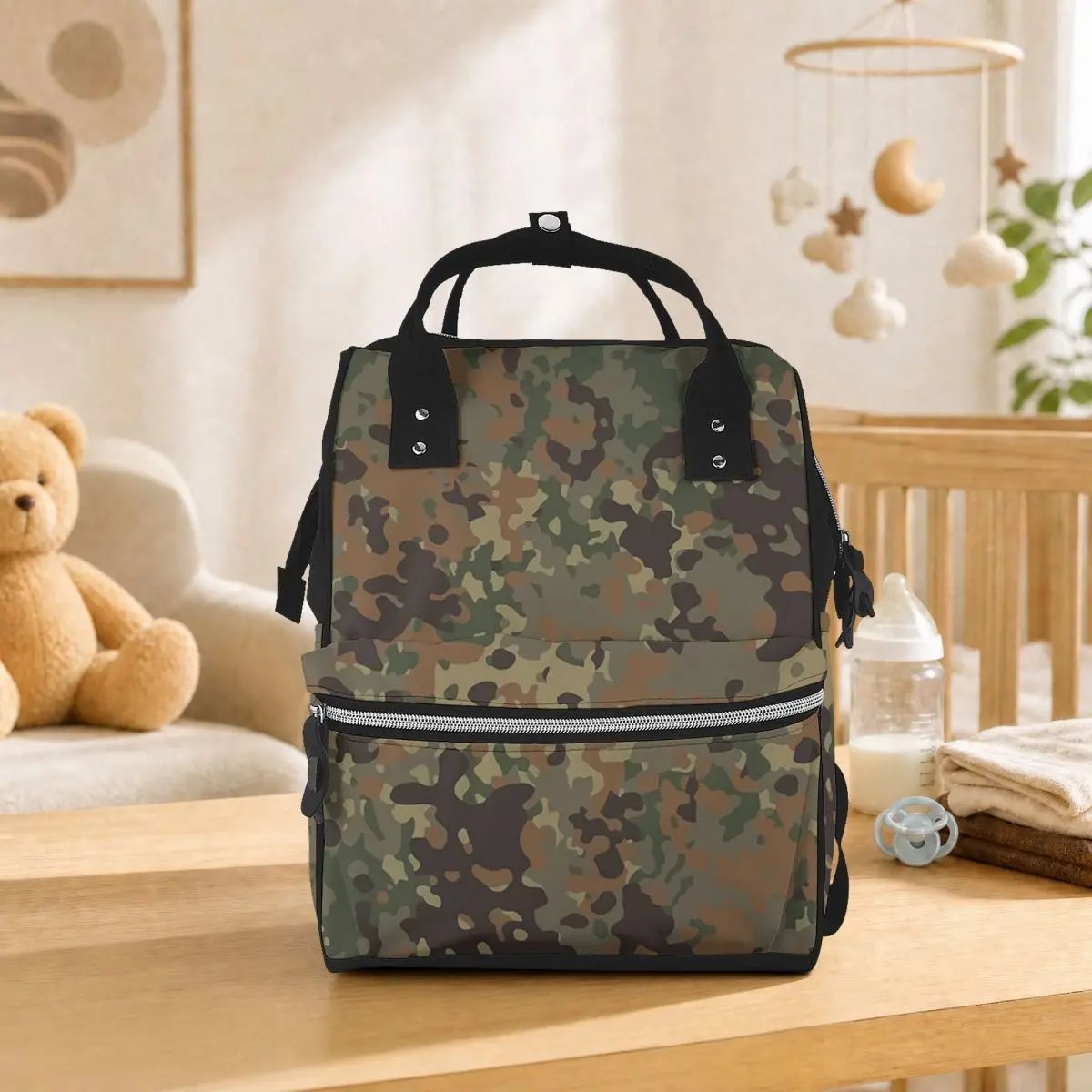 Splintertarn German WW2 Camouflage Army Military Camo Student Backpack School Bag Hiking Travel Daypack for Men Women Bookbag