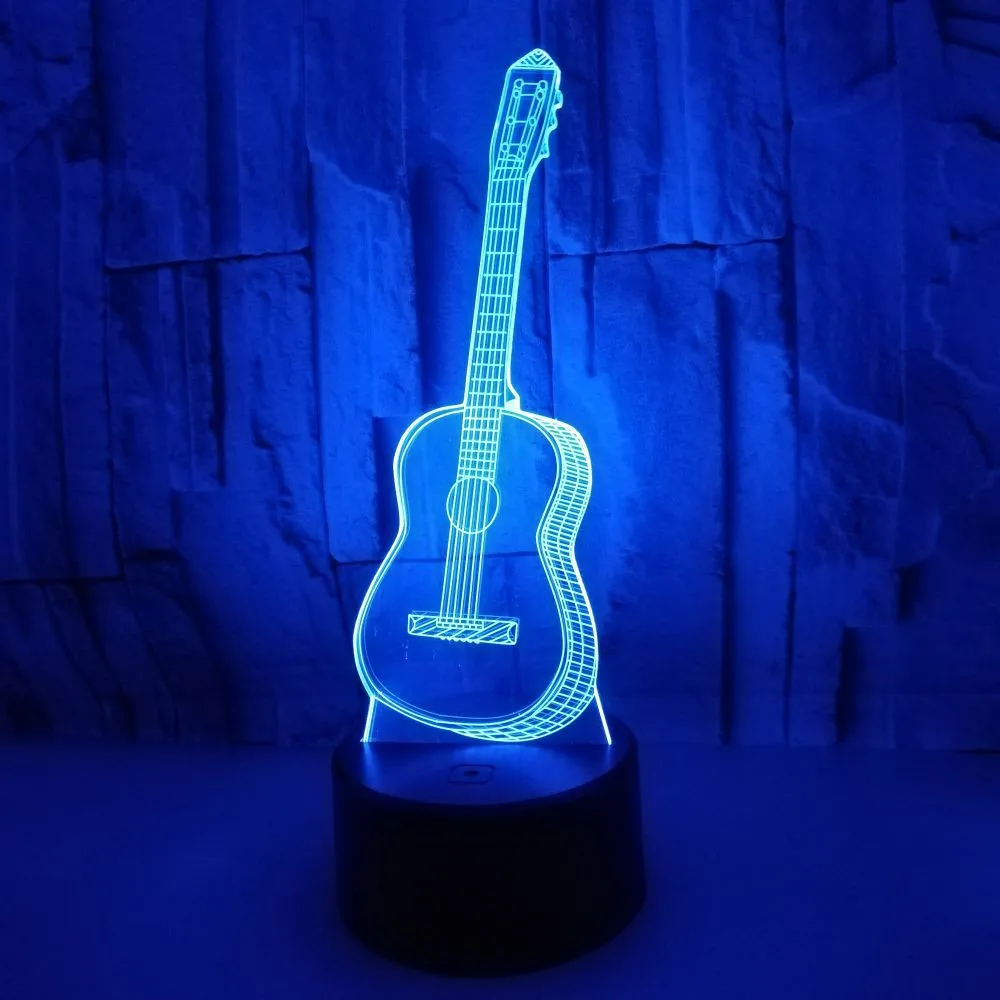 Guitar 3D Led Lamp 7 Color Change USB 3d led Light for baby sleeping Nightlight Kids holiday gift