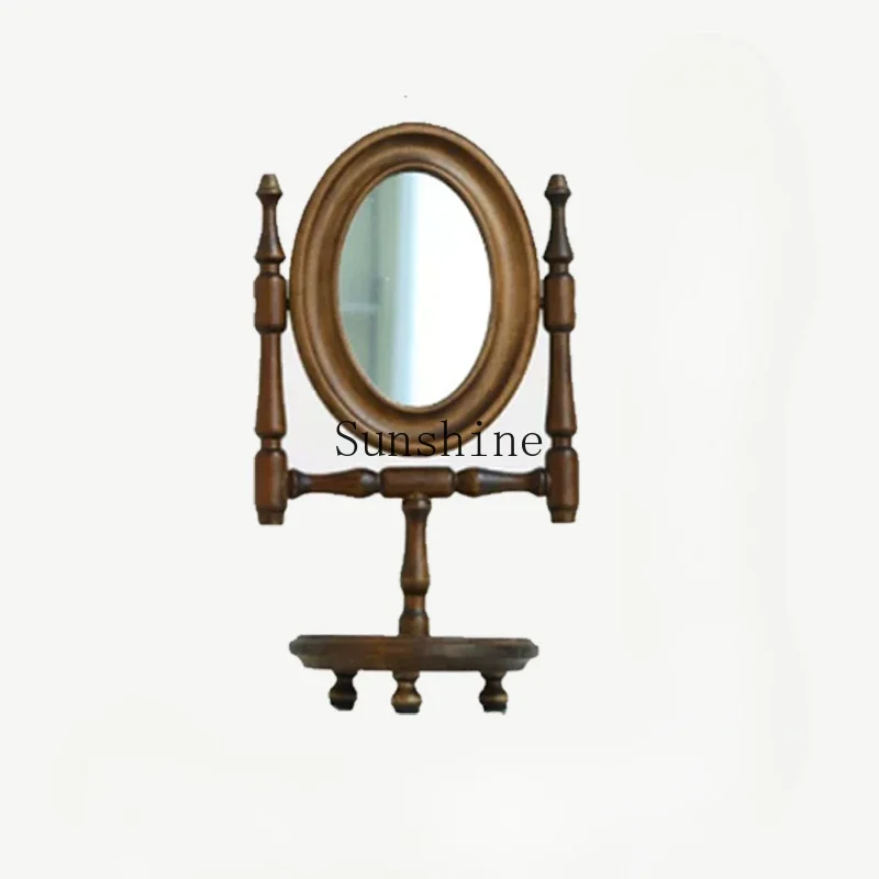 

French retro bedroom desktop wooden solid wood desktop vanity mirror