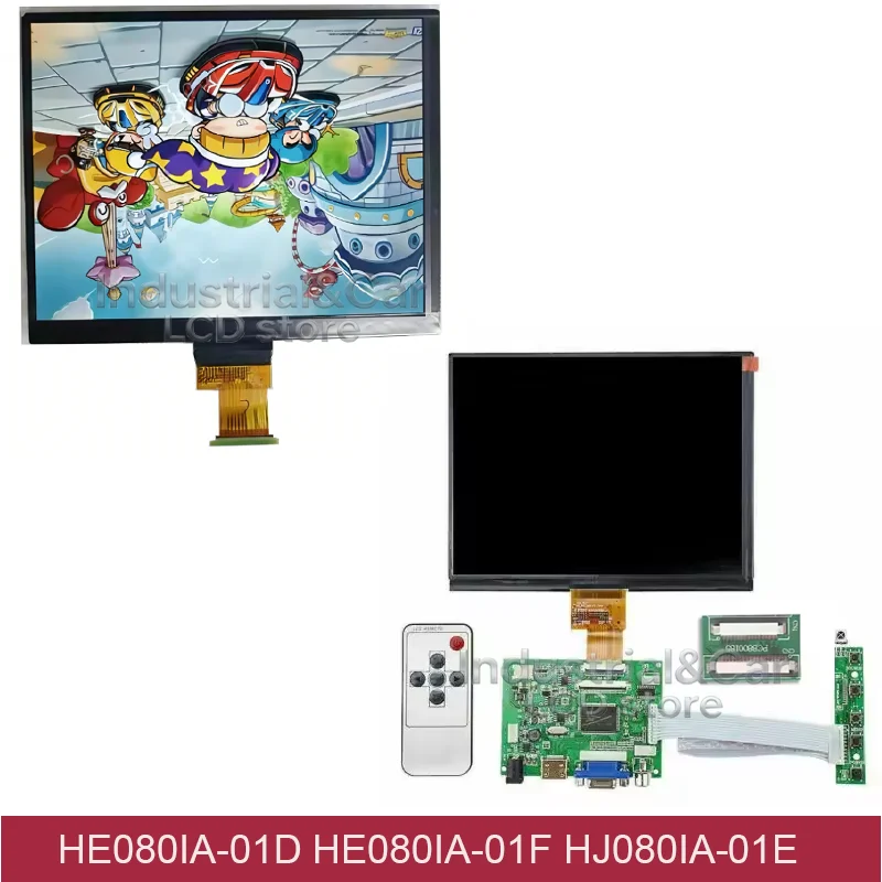 

Original 8 Inch LCD Display Screen HE080IA-01D HE080IA-01F HJ080IA-01E 1024*768 ips HD Display HDMI VGA 2AV Control Driver Board