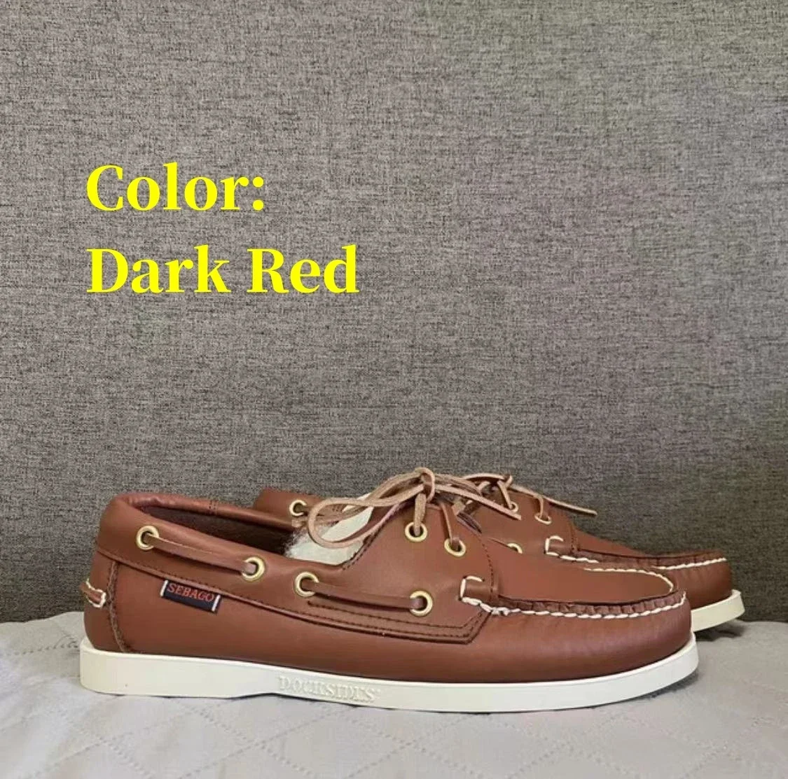 Sebago Docksides-zapatos de cuero de primera calidad para hombre, calzado con cordones y Punta Moc, X42
