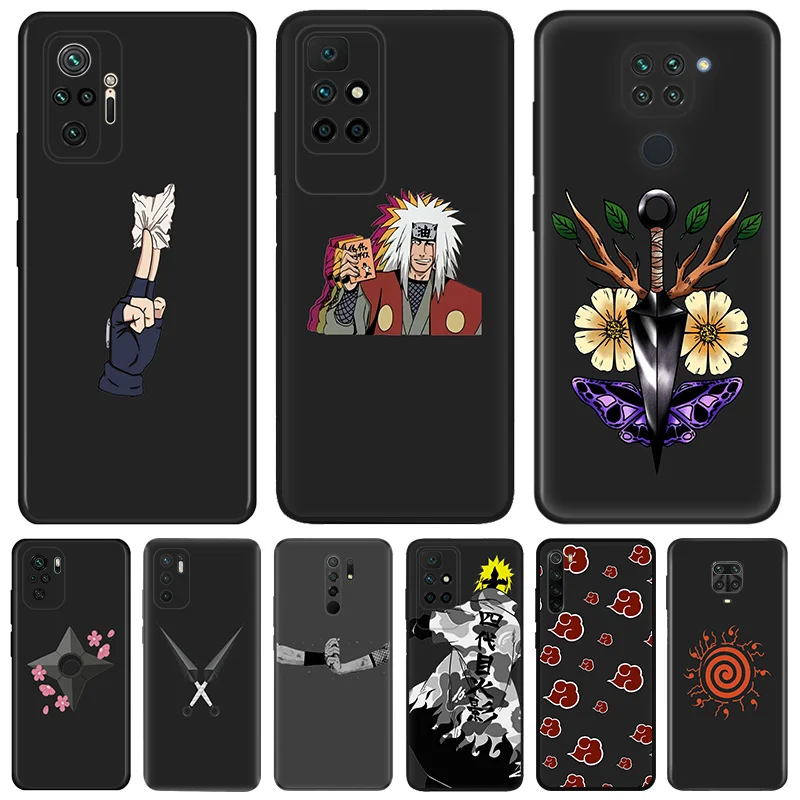 Phone Case For Redmi Note 10 9 9s 8 8t 9t 10s 9c 9a 7 10c Anime N-Narutos shuriken Xiaomi 10t Pro Note10 Lite Black Cases Cover