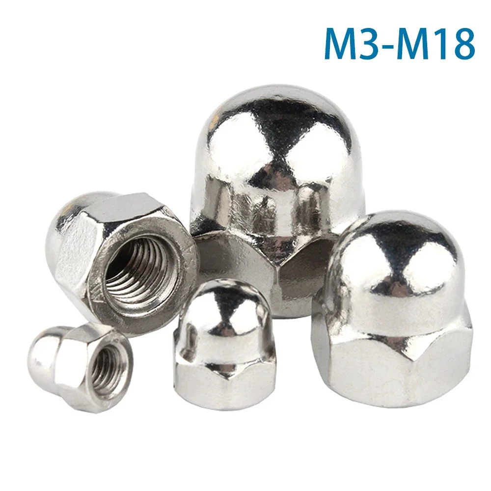 1-50Pcs M3 M4 M5 M6 M8 M10 M12 M14 M16 M18 Acorn Cap Nut 304/201 Stainless Steel Decorative Dome Cap Nuts Blind Nuts