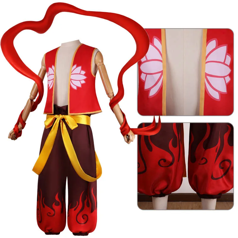 Nezha Cosplay Anime Magic Kid Ne Zha 2 Costumi Set completo Puntelli carini Vestito Parrucca Vestito da film per adulti Bambini Gioco di ruolo Costume