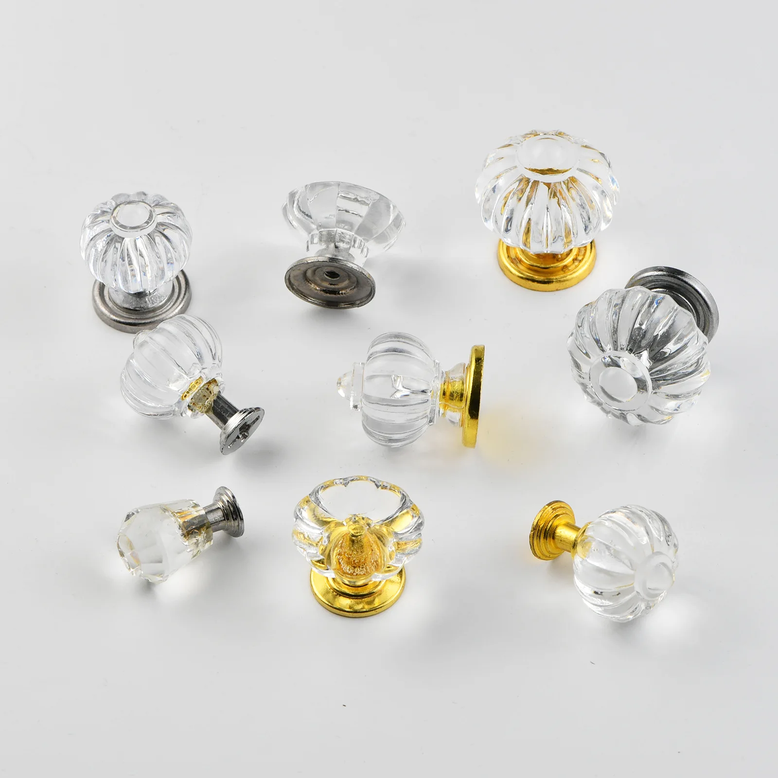 Cross-border acrylic single-hole gold transparent crystal handle light luxury cabinet bathroom cabinet drawer cabinet door handl