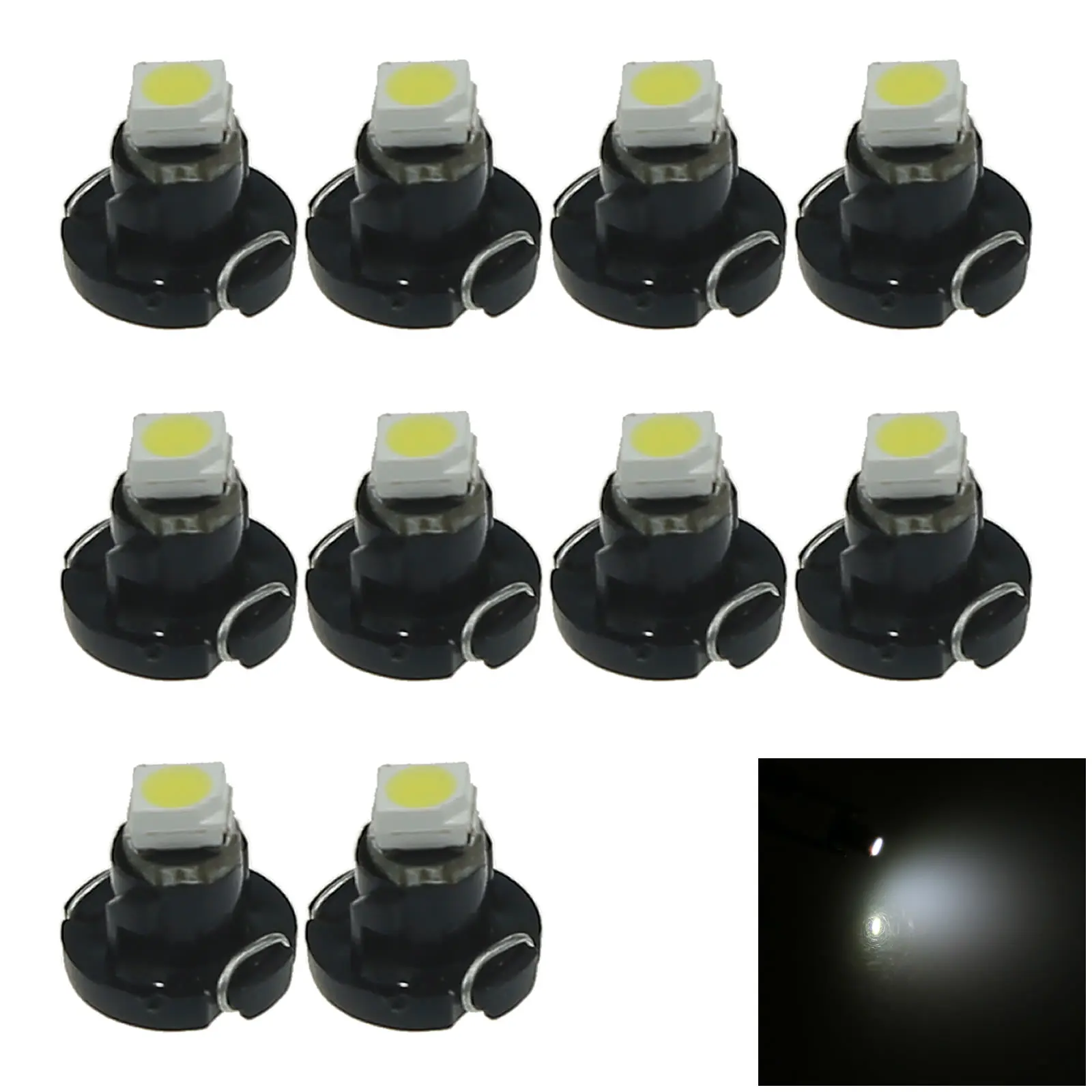 10x White Car T3 Light NEO Dash Twist Socket HVAC Panel Blub 1 Emitters 1210 SMD LED 39397-SA5-003 N001-W