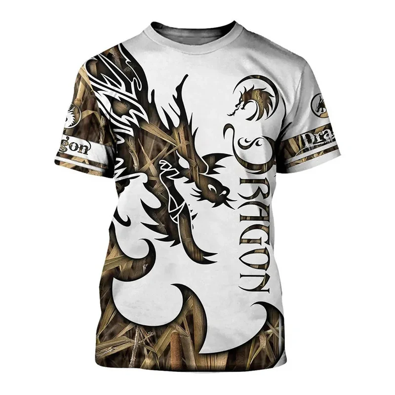 2024 T Shirts For Men New Fashion Oversized Tops Unisex Dragon Graphic 3D Print T-shirt Summer Casual O Neck Short-sleeved Tops