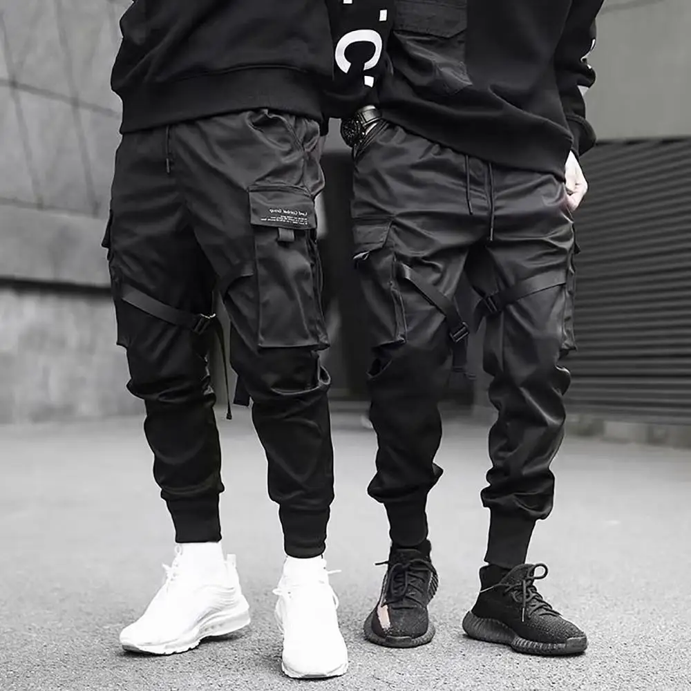 

Ribbons Harem Joggers Men Cargo Pant Streetwear 2023 Hip Hop Casual Pockets Track Pants Male Harajuku Fashion Trousers Sweatpant