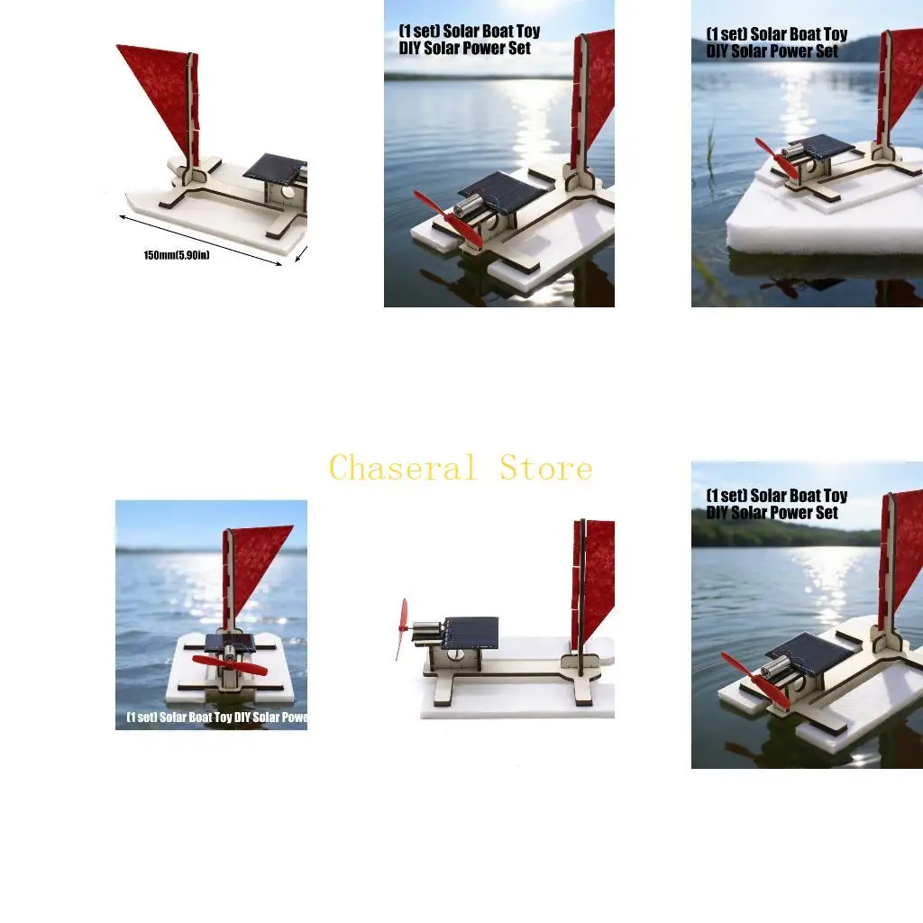 E7CE DIY Science Boat Model with Solar Panel, Motor Drive and Float Base Learning Set for Kids, Students and STEM Class