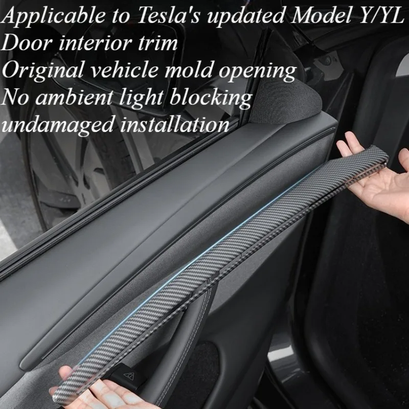 

For Tesla Model Y 2024-2025 Interior Door Sill Trim Cover 4PCS ABS Fake Carbon Fiber Protective Strip Car Styling Accessories