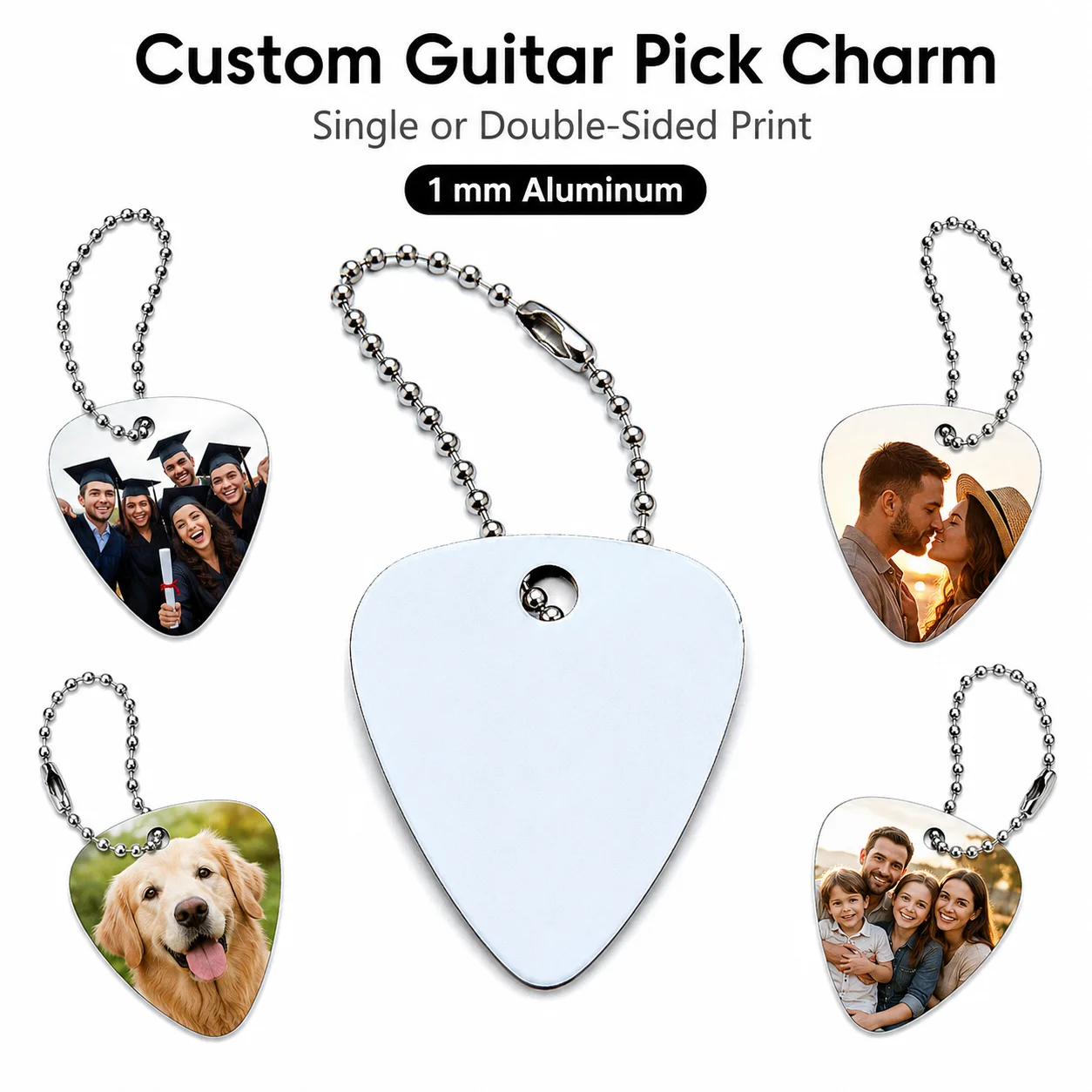 Custom Photo Guitar Picks Personalized Logo Necklace