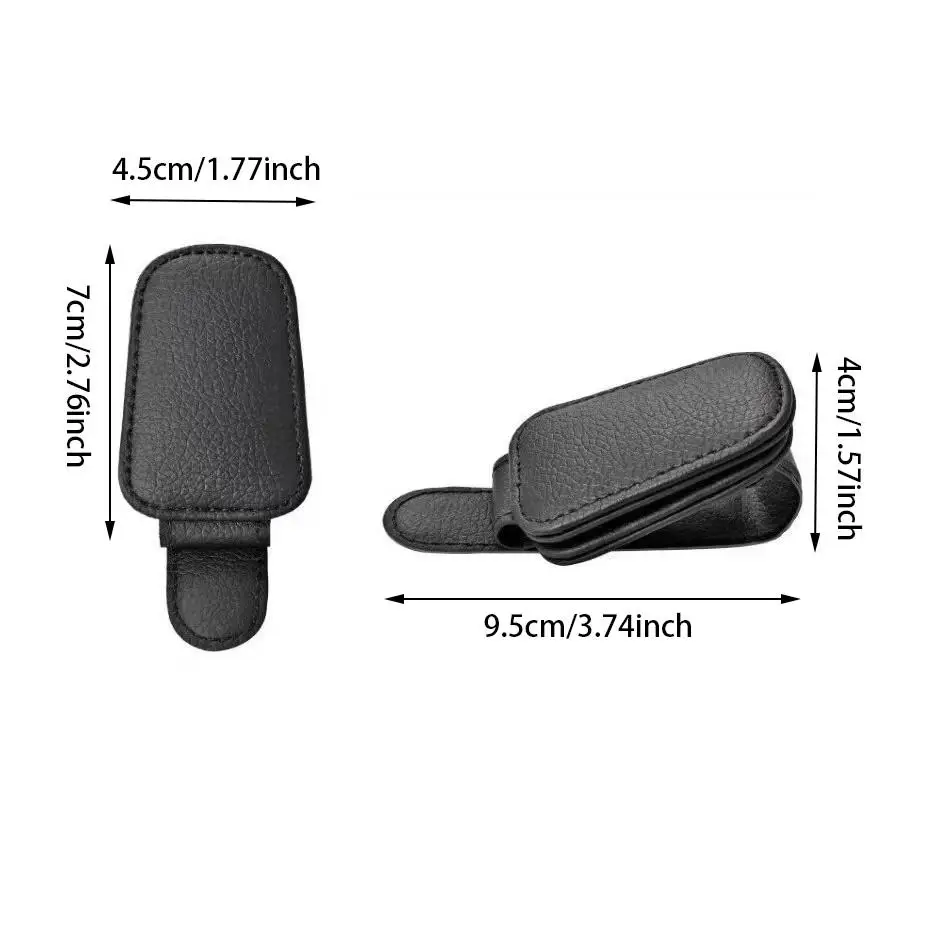 Magnetic Car Sunglasses Holder Clip, Premium Suede Leather Anti-Slip Glasses Organizer, Easy To Install Sun Visor Clip