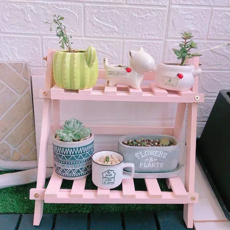 

Solid Wood Flower Stand Succulent Rack Multi-Functional Display Stand Balcony Window Sill Plant Organizer Decorative Shelf