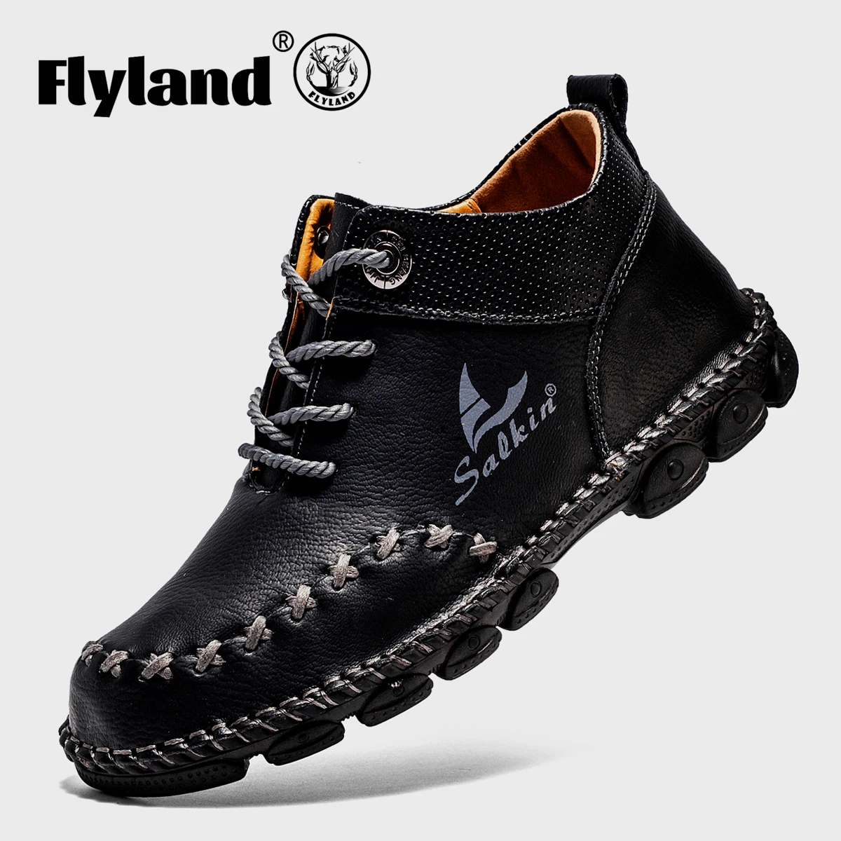 Flyland Mode Herren stiefel Vintage Hand nähen Freizeit schuhe männlich fahren Wanderschuhe Chukka Stiefel