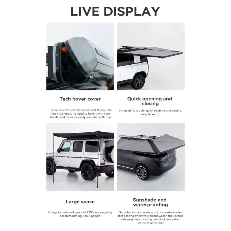 Изготовленное на заказ графеновое покрытие, внедорожник, караван, автомобиль, кемпер, выдвижной навес, открытый кемпинг, большое пространство, 270, боковой автомобильный тент, палатка