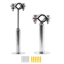2PCS 100-200mm Adjustable Rod Pipe Hanger Bracket Clamp Fit 15-108mm Tube 304 Stainless Support Clip Wall Mount With Base Plate